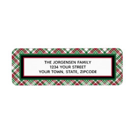 レッド&グリーンタータンチェックプレイドホリデー差出人住所 ラベル