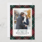 レッド&グリーンタータンチェックHappiest Holidays写真 シーズンカード (正面)