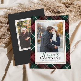 レッド&グリーンタータンチェックHappiest Holidays写真 シーズンカード