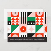 レッド&グリーンバウハウスパターモダンン シーズンポストカード (正面/裏面)