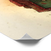 レッド&グリーンプレイドウッドランド格言ブラックサンタ ポスター (角)