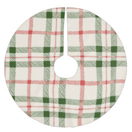 レッド&グリーンプレイドファームハウスクリスマスクリスマス ブラッシュドポリエステルツリースカート