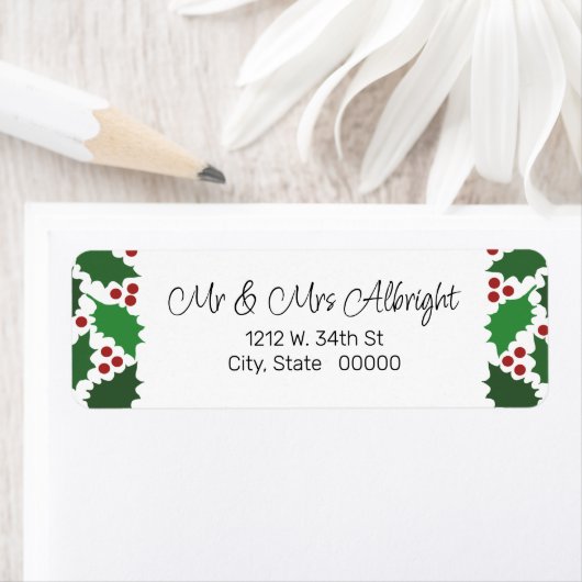 レッド&グリーンホリすてきー差出人住所ラベル ラベル (インサイチュ)