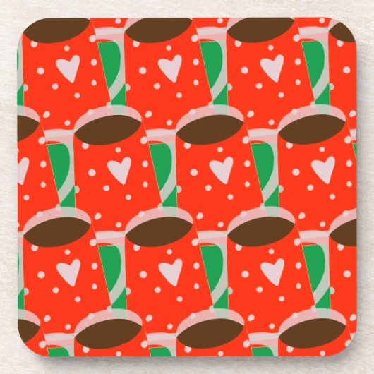 レッド&グリーンホリデーギフト懸命プラスチックコースター コースター (正面)