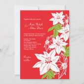 レッド&グリーンホリデーポインセティ結婚アス 招待状 (正面)