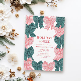 レッド&グリーンボウズクリスマスホリデーソイレ 招待状