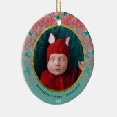 レッド&グリーンポインセチアベビー初めてのクリスマス セラミックオーナメント (右)
