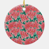 レッド&グリーンポインセチアベビー初めてのクリスマス セラミックオーナメント (裏面)