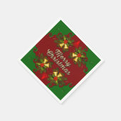 レッド&グリーンメリークリスマスベルズホリデーナプキンズ スタンダードカクテルナプキン (角)