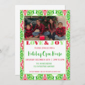 レッド&グリーンモザイクホリデーオープンハウス招待状 招待状 (正面/裏面)