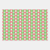 レッド&グリーンモザイクラッピング紙 ラッピングペーパーシート (正面3)