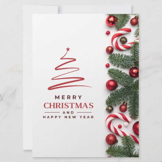 レッド・グリーンモダン・メリー・クリスマス シーズンカード (正面)