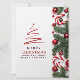 レッド・グリーンモダン・メリー・クリスマス シーズンカード