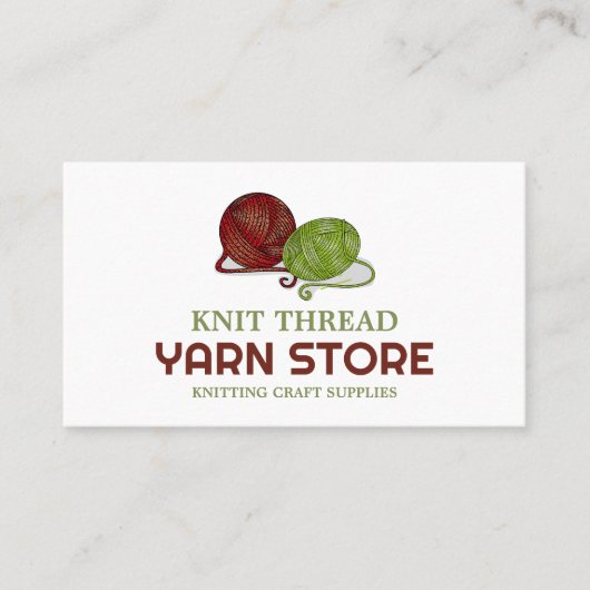 レッド&グリーンヤーン、編み物ストア、ヤーンストア 名刺 (正面)