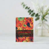 レッド&グリーンレトロフローラコラージュ 名刺 (スタンド正面)