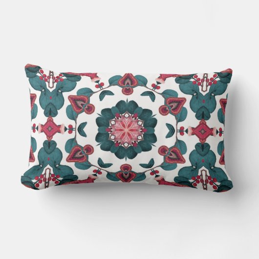 レッド&グリーンヴィンテージジョージ・ショー・バタフライ・リミックス ランバークッション (正面)