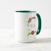 レッド&グリーン春フローラリース マグカップ (正面右)