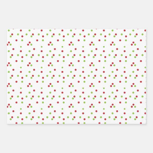 レッド&グリーン水玉模様クリスマスコーディネート ラッピングペーパーシート (正面)