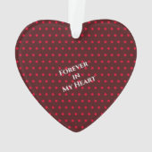 レッド&グリーン水玉模様パーソナライズされたメモリアルハート オーナメント (裏面)