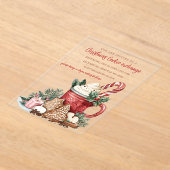 レッド+グリーン クリスマス お菓子交換 パーティー アクリル招待状 (レイダウン)