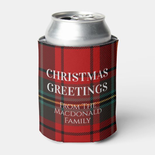 レッド+グリーン・クリスマス・タターンチェック 缶クーラー (缶正面)