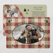 レッド グリーン タルタン プライド コジー ブランケット ホリデー カード (正面/裏面)