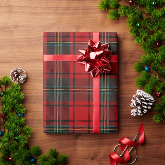 レッド+グリーン ターターンチェック ラッピングペーパー (クリスマスギフト)