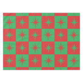 レッド+グリーン+チェック柄の アトミック・クリスマス・スターバースト テーブルクロス (正面(横))
