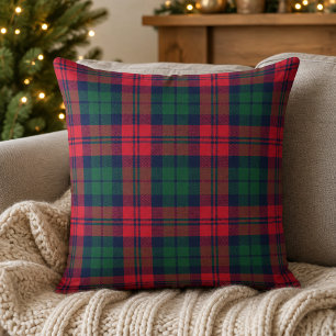 レッド+グリーン+ネイビーのラスティック・タータン・クリスマス柄 クッション