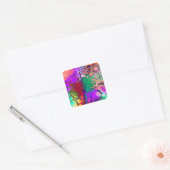 レッド、グリーン、パープルカラフルデジタル流体アート スクエアシール (封筒)