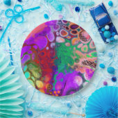 レッド、グリーン、パープルカラフルデジタル流体アート ペーパープレート (パーティー)