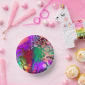 レッド、グリーン、パープルカラフルデジタル流体アート ペーパーボウル (パーティー)