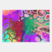 レッド、グリーン、パープルカラフルデジタル流体アート ラッピングペーパーシート (正面3)