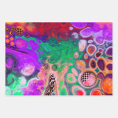 レッド、グリーン、パープルカラフルデジタル流体アート ラッピングペーパーシート (正面2)
