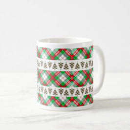 レッド グリーン ビンテージ クリスマスツリー チェック柄 コーヒーマグカップ