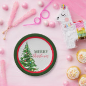 レッド・グリーン・ミニマリスト・メリークリスマスパーティー ペーパープレート (パーティー)