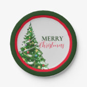 レッド・グリーン・ミニマリスト・メリークリスマスパーティー ペーパープレート (正面)