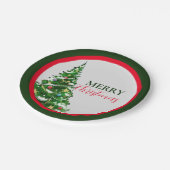 レッド・グリーン・ミニマリスト・メリークリスマスパーティー ペーパープレート (アングル)