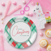 レッド グリーン ミント クリスマス プリント ペーパー プレート (パーティー)