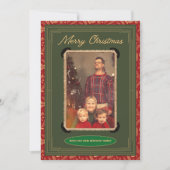 レッド グリーン ヴィンテージ フォト クリスマス カード (正面)