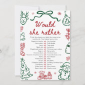 レッド グリーン 冬 クリスマス Would She Rather ゲーム 招待状 (正面)