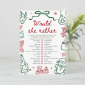 レッド グリーン 冬 クリスマス Would She Rather ゲーム 招待状 (スタンド正面)
