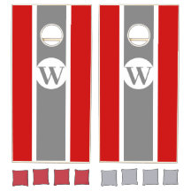 レッド&グレーカレッジイニシャルコーンホールセット