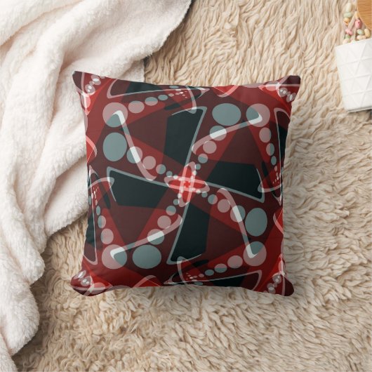 レッド+グレーモダン抽象芸術ホームデコークッション クッション (ブランケット)