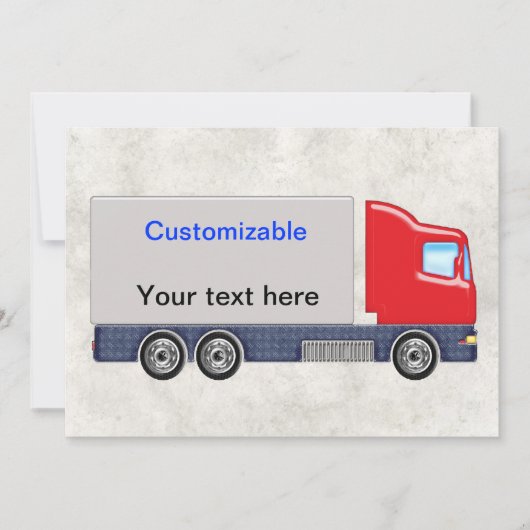 レッド&グレー配送トラカスタマイズック 招待状 (正面)