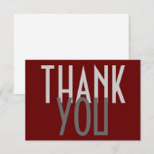レッド グレー サンクスユー モダン ミニマリスト プレーン サンキューカード (正面/裏面)