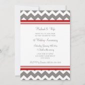 レッド グレー シェブロン 1周年 招待状 (裏面)
