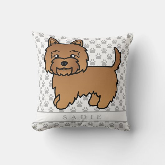 レッド・ケアン・テリア 犬のイラスト&名前 クッション (正面)