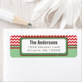 レッド&ゲーンシェブロンジグザグクリスマス差出人住所 ラベル (インサイチュ)