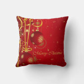 レッド&ゴールデンクリスマスオーナメント クッション (裏面)